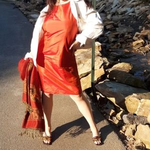 100% silk orange dress size 10